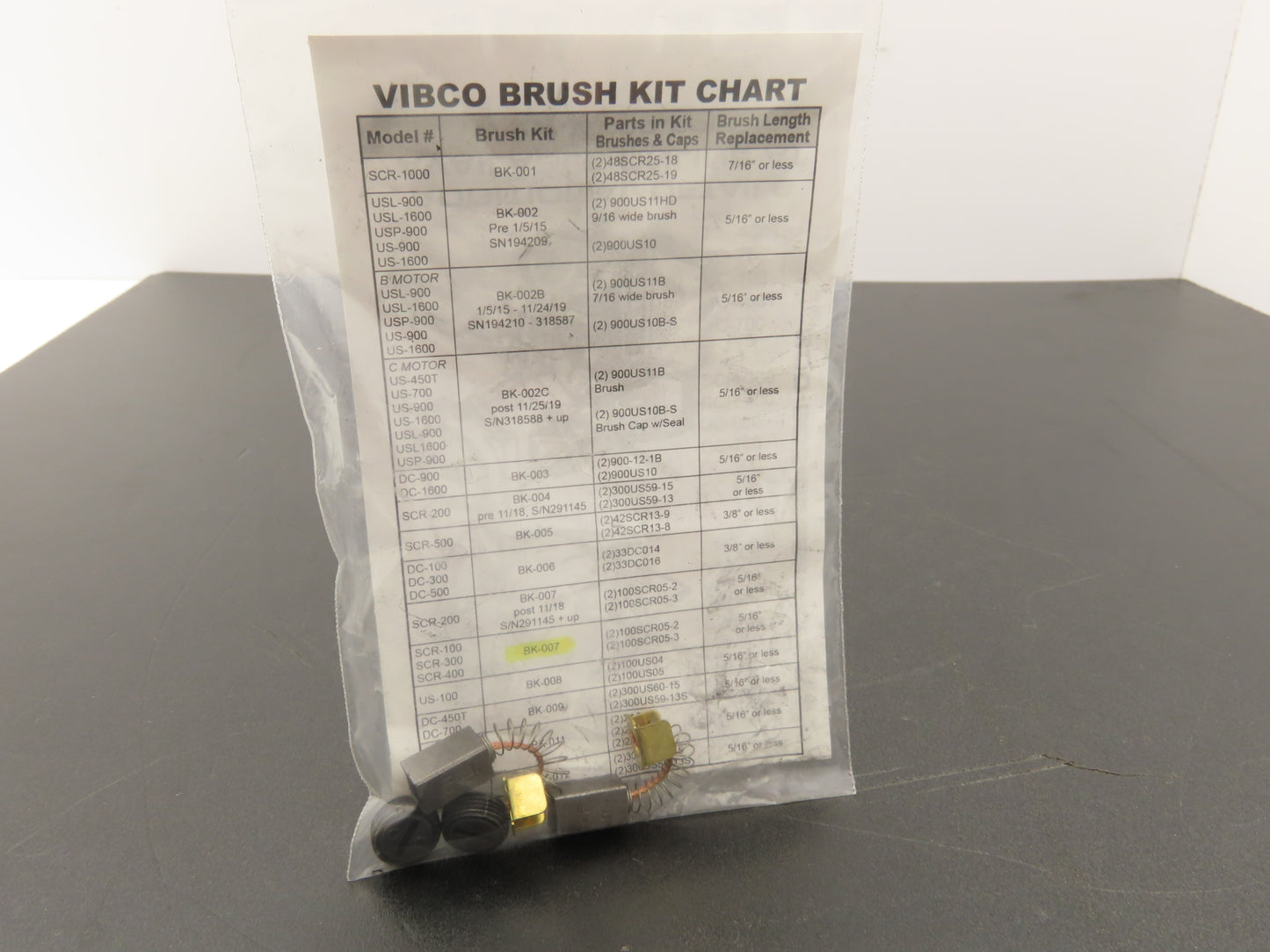 Vibco BK-007 SCR-100/300/400 Industrial Vibrator Carbon Brush Kit