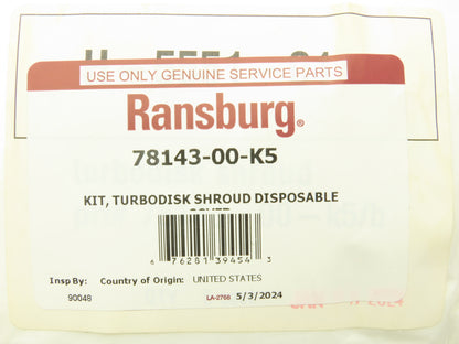 Ransburg 78143-00-K5 TurboDisk Applicator Shroud Cover White H-5551-01 Pack of 5