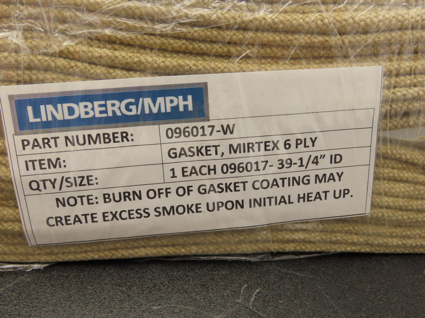 Lindberg/MPH 096017-W Gasket Mirtex 6 Ply 39-1/4" ID High Temp Furnace Door Seal