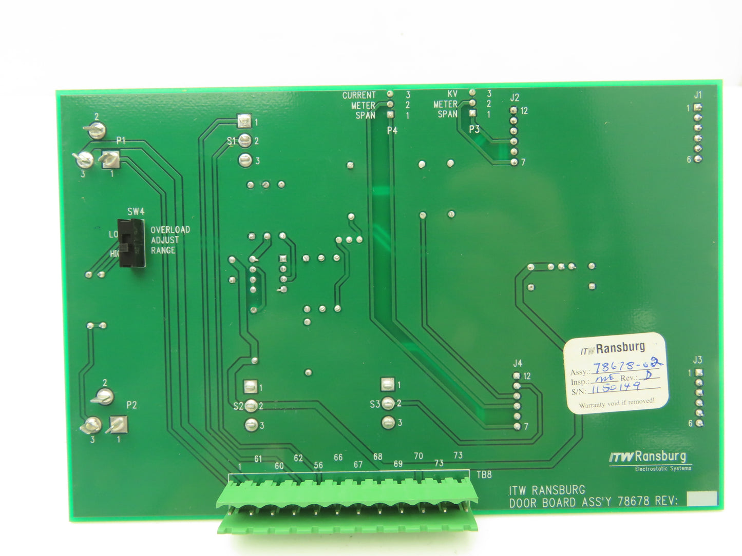 Ransburg 78678-02 Door Voltage Master 2 PC Circuit Board Assy