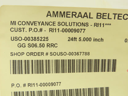 Ammeraal Beltech GG S06.50 RRC Green Conveyor Belt 5/8"W x 24' 5"L Endless XNBR