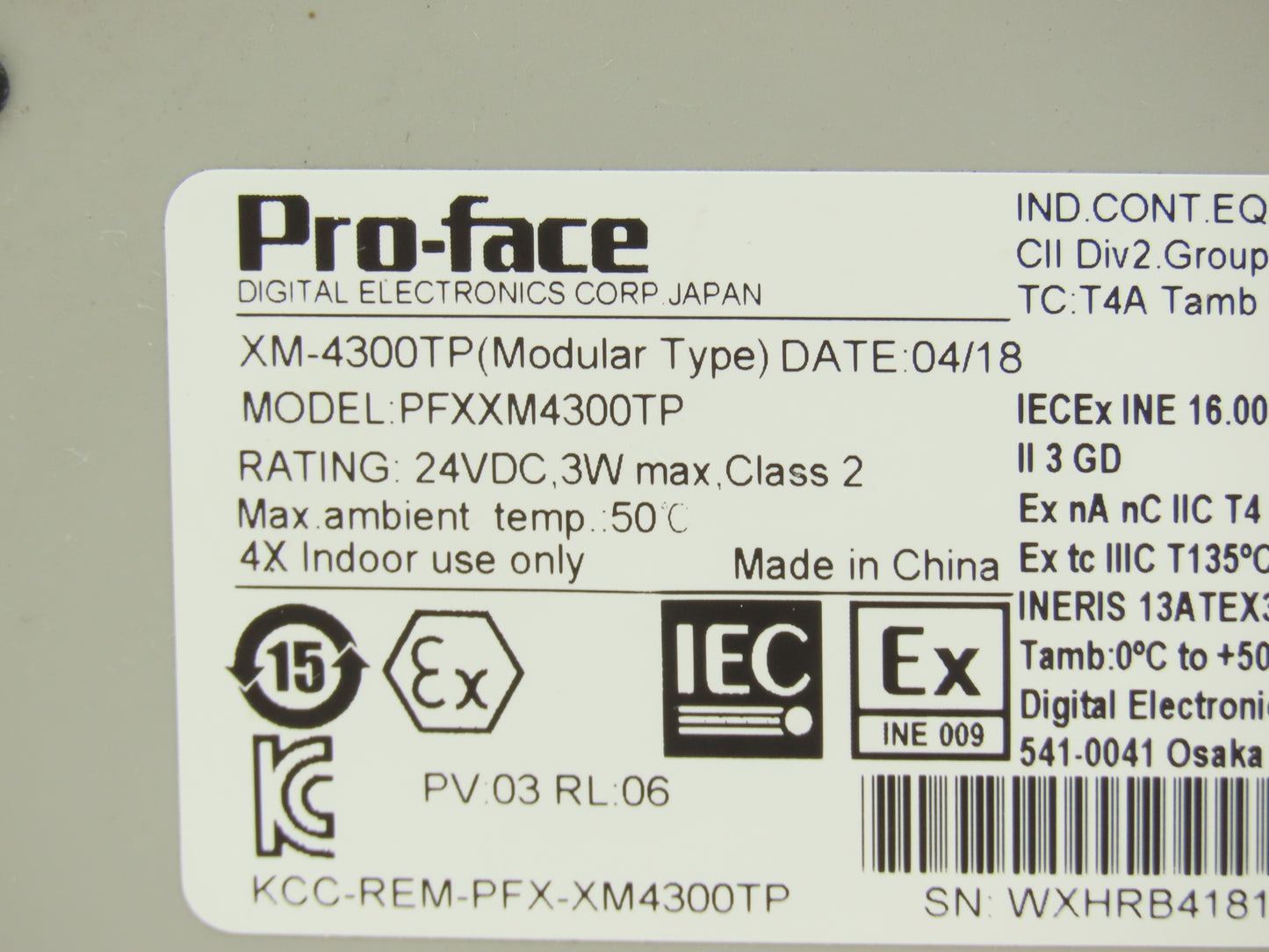 Pro-Face XM-4300TP Operator Control Panel 24VDC Input HDMI LCD Screen