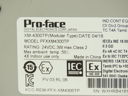 Pro-Face XM-4300TP Operator Control Panel 24VDC Input HDMI LCD Screen