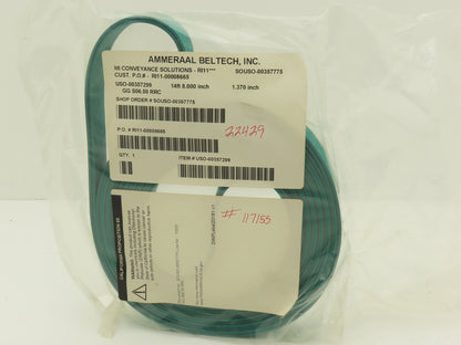 Ammeraal Beltech GG S06.50 RRC Green Conveyor Belt 1-3/8"W x 14' 8" Endless XNBR