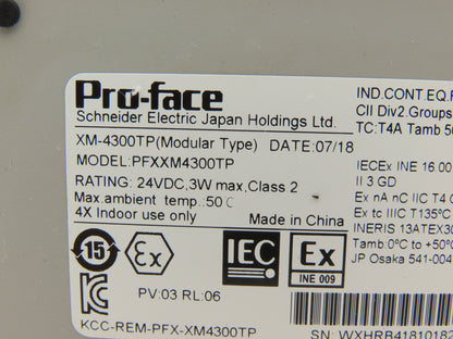 Pro-Face XM-4300TP Operator Control Panel 24VDC Input HDMI LCD Screen