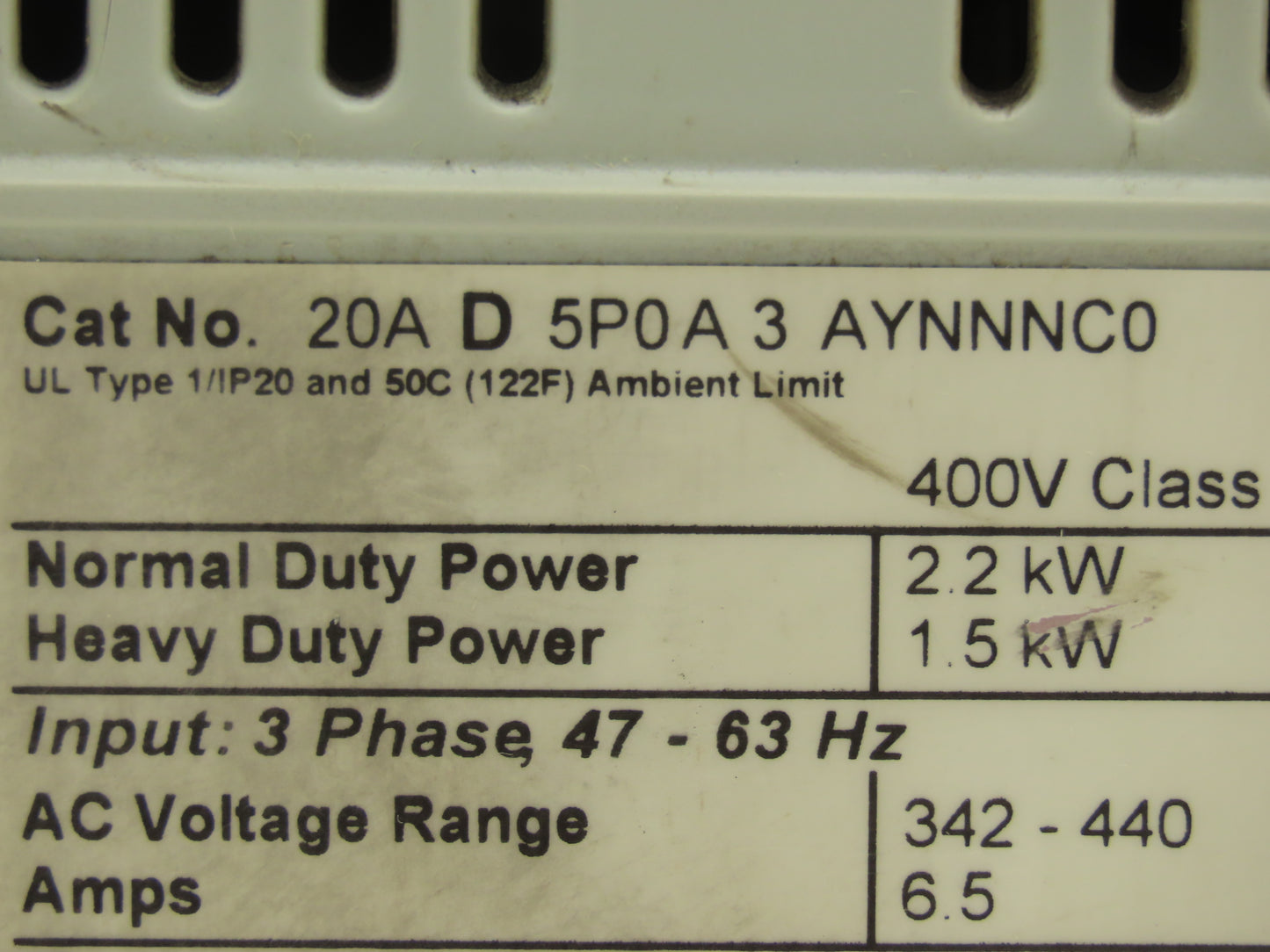 Allen Bradley 20AD5P0A3AYNNNC0 PowerFlex 70 Variable AC Drive VFD 3Hp 480V 3PH