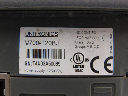 Unitronics V700T20BJ Display 7" HMI PLC Controller Module 24VDC