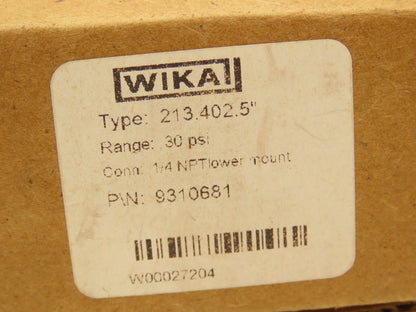 Wika 9310681 Liquid Filled Brass Pressure Gauge 0-30PSI 1/4"NPT  Lot of 3