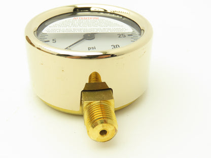 Wika 9310681 Liquid Filled Brass Pressure Gauge 0-30PSI 1/4"NPT  Lot of 3