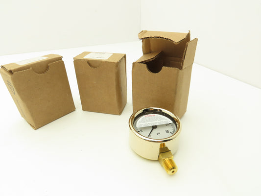 Wika 9310681 Liquid Filled Brass Pressure Gauge 0-30PSI 1/4"NPT  Lot of 3