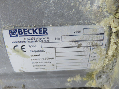 Becker SV 300 Regenerative Vacuum Blower 190 CMH 3.6kw 5Hp 230/460 3PH