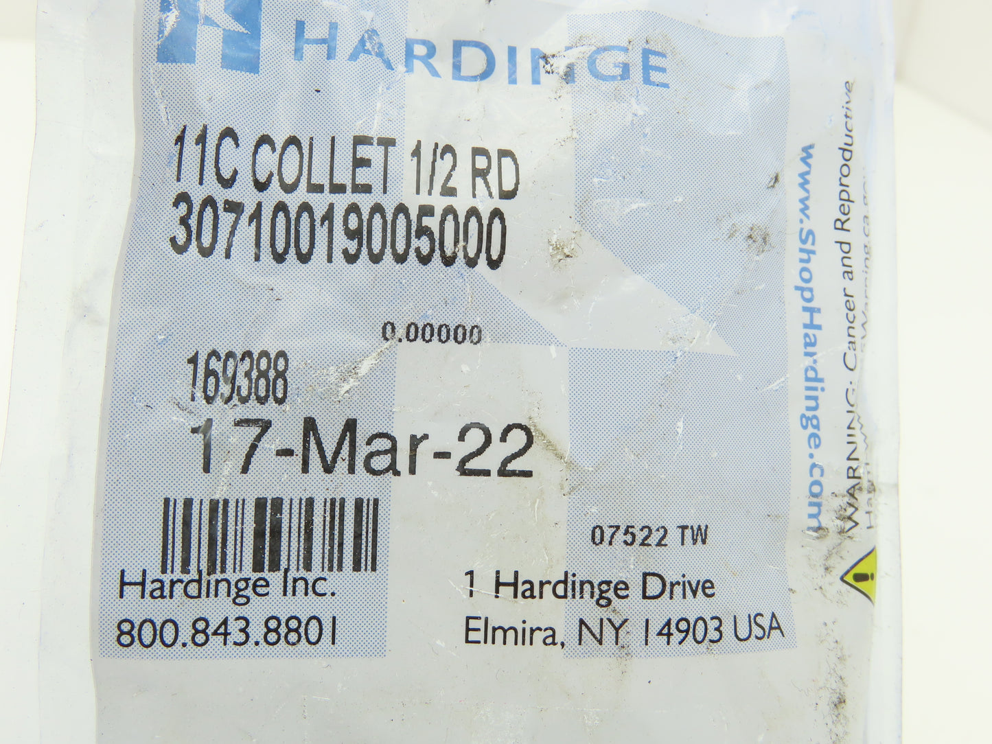 Hardinge 11C Collet 1/2" RD Round Smooth Bore 30710019005000