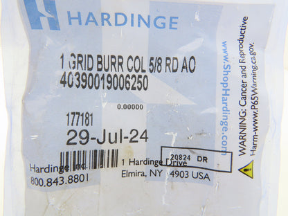Hardinge 1" ACME Grid Burr Collet 5/8" RD AO Round Smooth Bore Gridley Burring