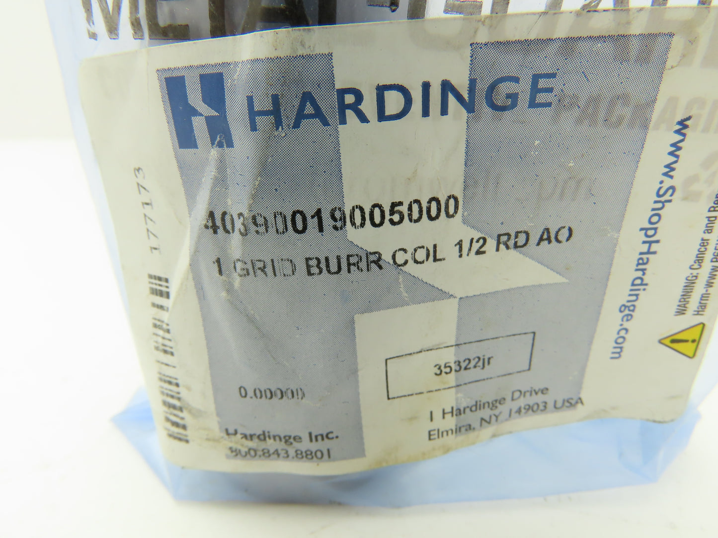 Hardinge 1" ACME Grid Burr Collet 1/2" RD AO Round Smooth Bore Gridley Burring
