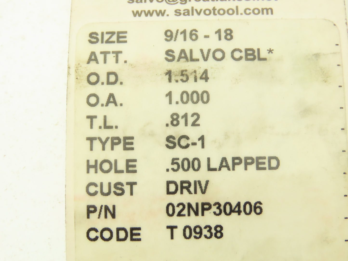 Salvo Tool SC-1 CBL  9/16-18 UNF Thread Roll Roller Die Head  Set of 2