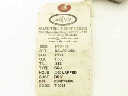 Salvo Tool SC-1 CBL  9/16-18 UNF Thread Roll Roller Die Head  Set of 2
