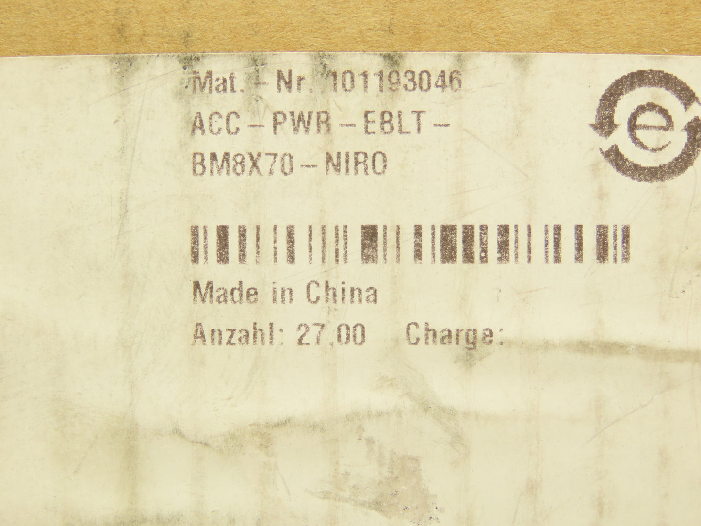 Schmersal ACC-PWR-EBLT-BM8X70-NIRO 8mm Eyebolt & Nut M8x1.25 Thread  Lot of 27