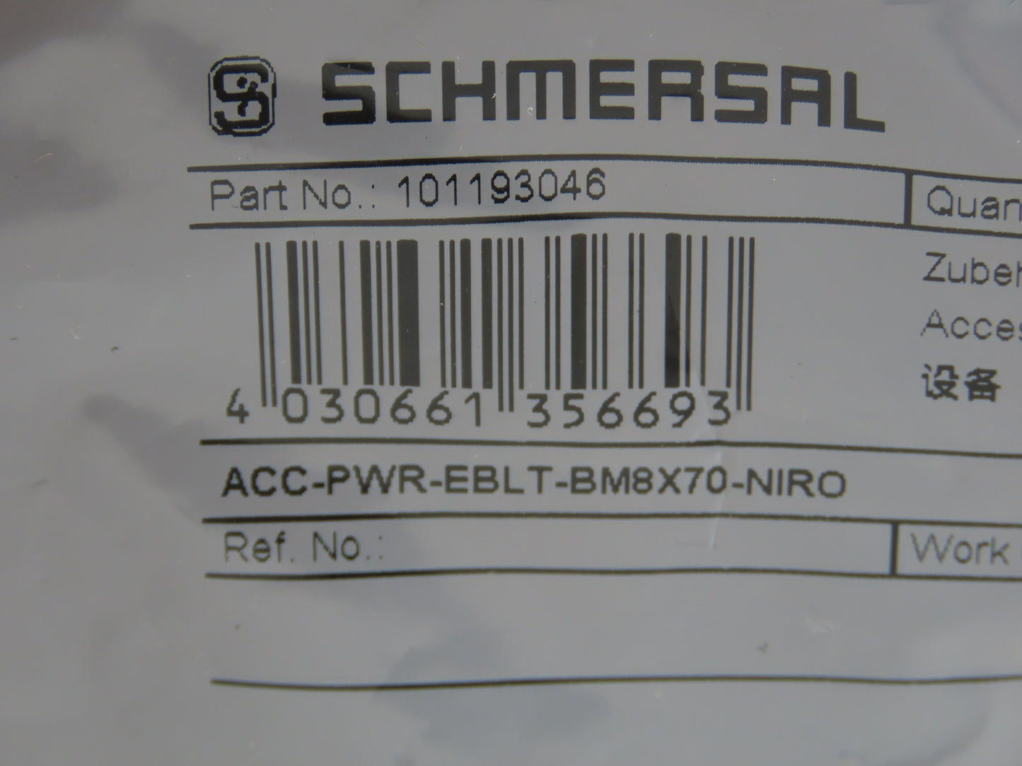 Schmersal ACC-PWR-EBLT-BM8X70-NIRO 8mm Eyebolt & Nut M8x1.25 Thread  Lot of 27