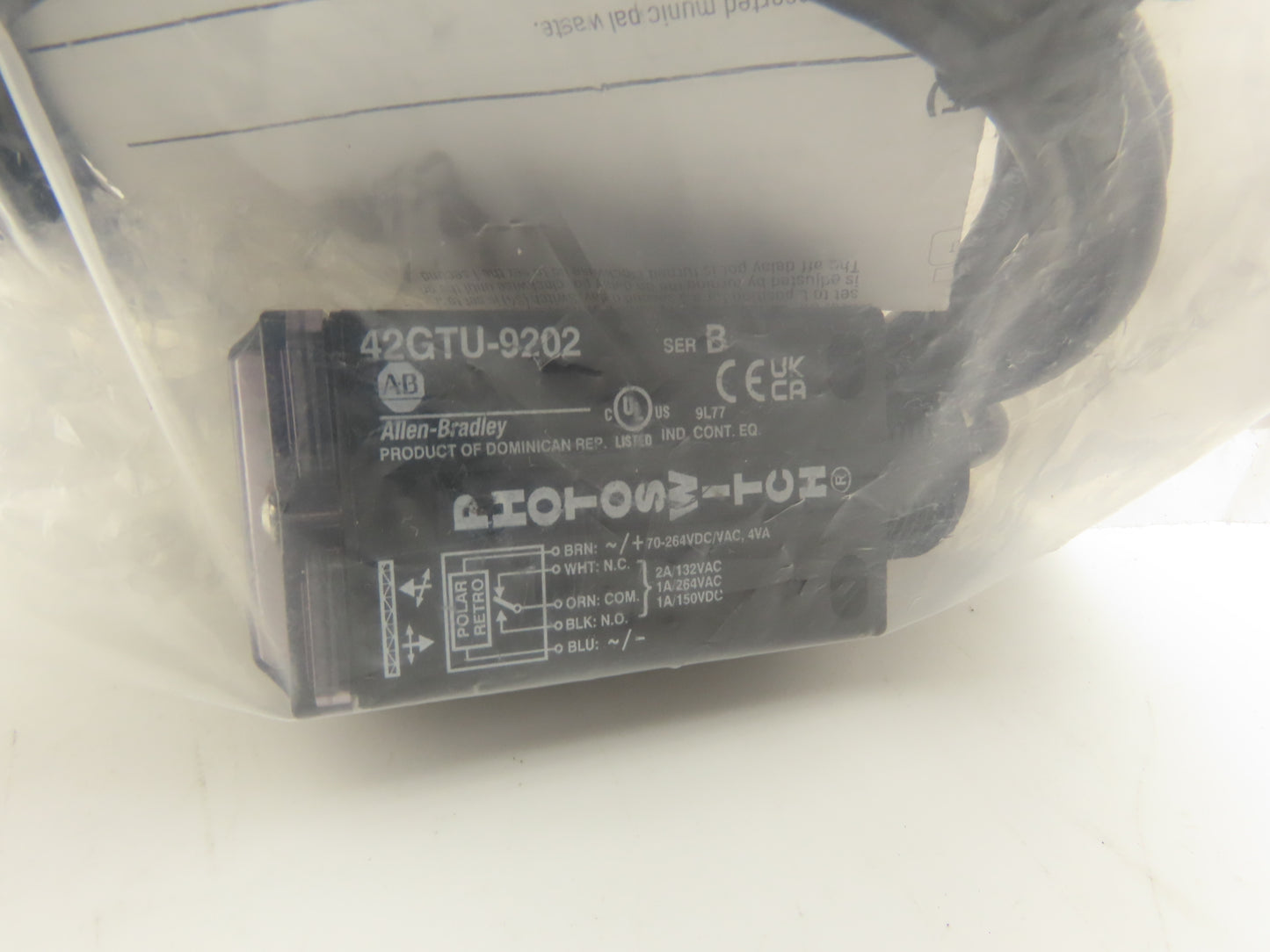 Allen Bradley 42GTU-9202 Photoswitch Photoelectric Sensor Polarized Retro Ser B