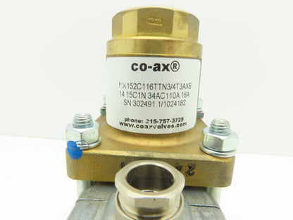 COAX MK 15 NC Pneumatic Coaxial Valve 2/2-Way NPT 3/4" 110VAC 230PSI