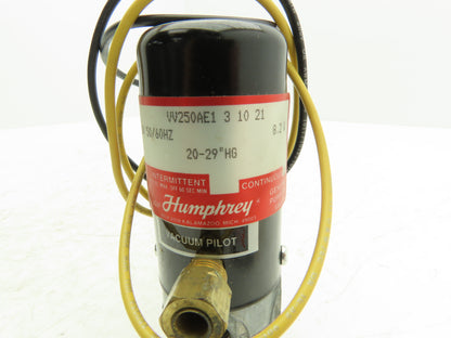 Humphrey VV250AE1 3 10 21 Diaphragm-Poppet Vacuum Valve 120 VAC 50/60Hz 1/4" NPT