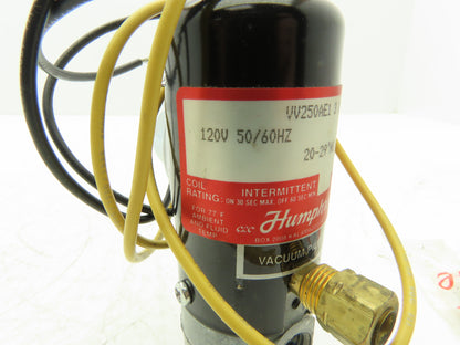 Humphrey VV250AE1 3 10 21 Diaphragm-Poppet Vacuum Valve 120 VAC 50/60Hz 1/4" NPT