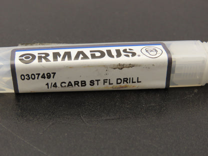 Ormadus 0307497 1/4" Carbide Straight 2-Flute Drill Bit 140° RH  Lot of 2