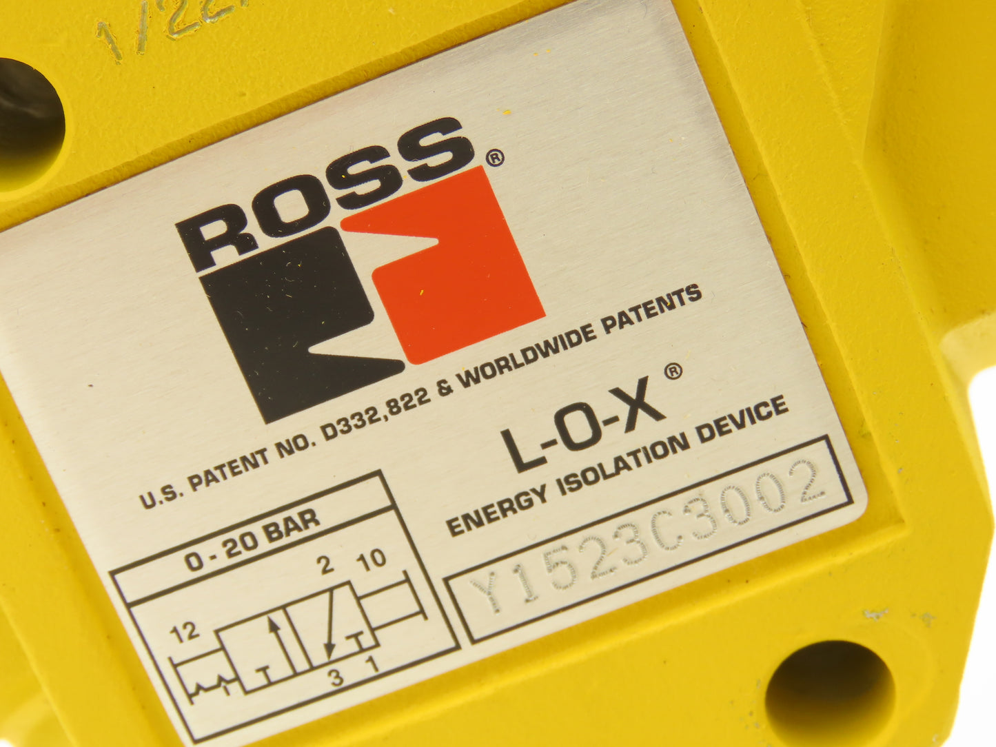 Ross Y1523C3002 Pneumatic L-O-X Lock Out Valve 20 Bar 3/8" FNPT 3/4" NPT Exhaust