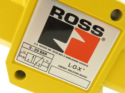 Ross Y1523C5002 Pneumatic L-O-X Lock Out Valve 20 Bar 3/4"NPT 1-1/4"NPT Exhaust