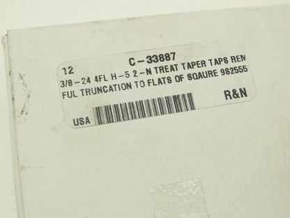 R&N Taps C-33887 4-Flute Taper Plug Tap 3/8"-24 NF H5 HSG HSS RH  Box of 12