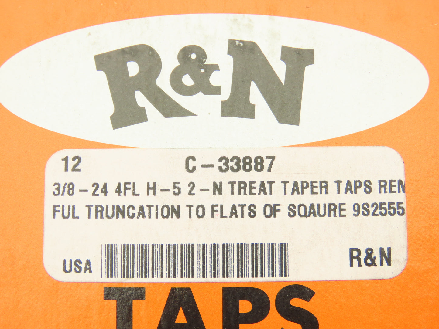 R&N Taps C-33887 4-Flute Taper Plug Tap 3/8"-24 NF H5 HSG HSS RH  Box of 12