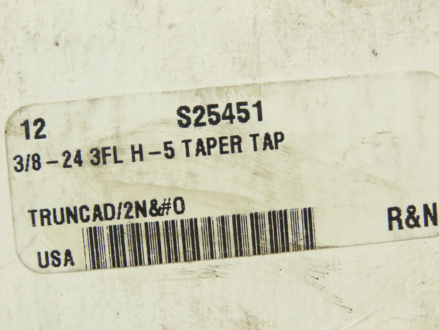 R&N Taps S25451 3-Flute Taper Plug Tap 3/8"-24 NF H5 HSG HSS RH  Box of 12