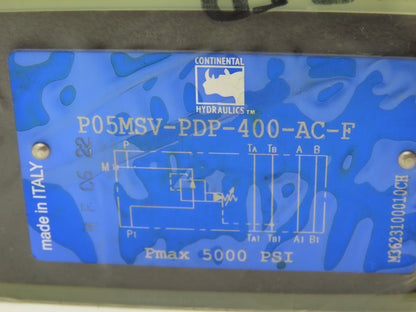 Continental Hydraulics P05MSV-PDP-400-AC-F Hydraulic Flow Control Valve Modular
