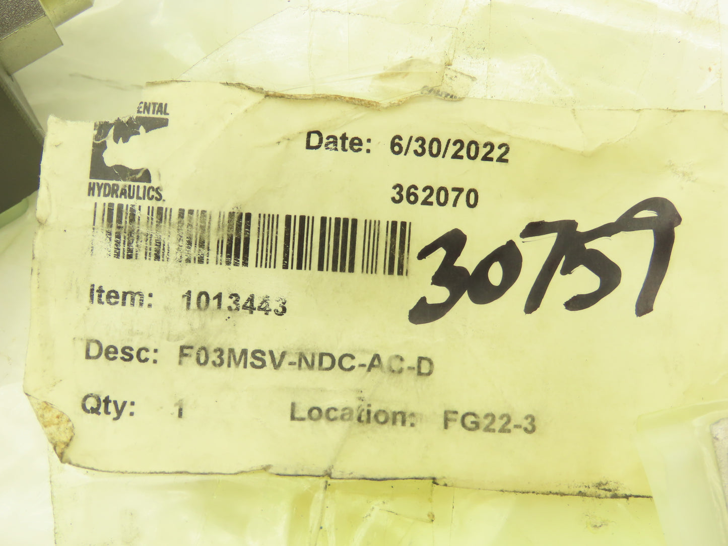 Continental F03MSV-NDC-AC-D Hydraulic Flow Control Valve Modular Stack Design