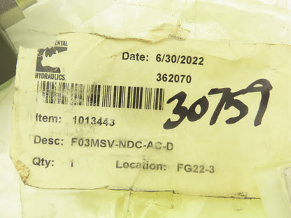 Continental F03MSV-NDC-AC-D Hydraulic Flow Control Valve Modular Stack Design