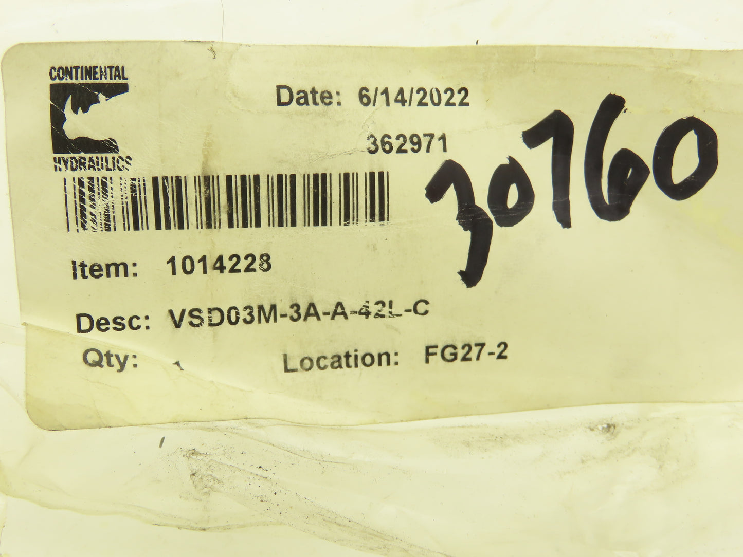 Continental VSD03M-3F-A-42L-C Hydraulic Solenoid Directional Valve 24V 5000PSI