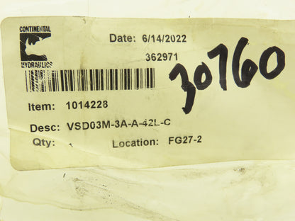 Continental VSD03M-3F-A-42L-C Hydraulic Solenoid Directional Valve 24V 5000PSI