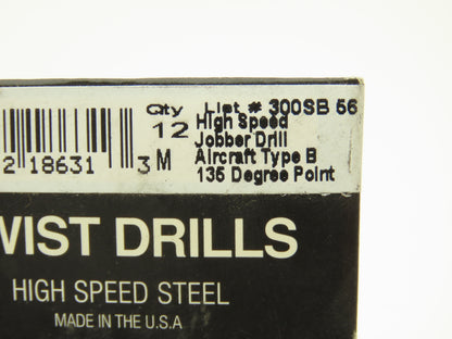 Michigan Drill 300SB #56 Jobber Drill Bit HSS Aircraft Type B 135°SP  Lot of 60