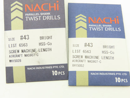 Nachi NAS907-C #43 HSS Twist Drill Bit Screw Machine Aircraft Bright  Lot of 70