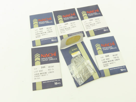 Nachi NAS907-C #44 HSS Twist Drill Bit Screw Machine Aircraft Bright  Lot of 60