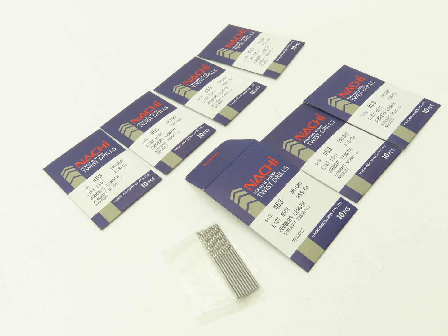 Nachi NAS907-J #53 HSS Jobber Twist Drill Bit 1/16" Aircraft Bright  Lot of 70