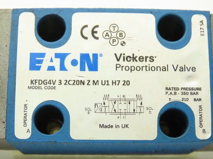 Vickers KFDG4V 3 2C20N Z M U1 H7 20 Proportional Directional Solenoid Valve