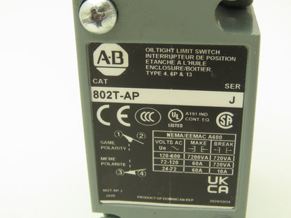Allen Bradley 802T-AP Oiltight Limit Switch Ser J  -No Operating Head