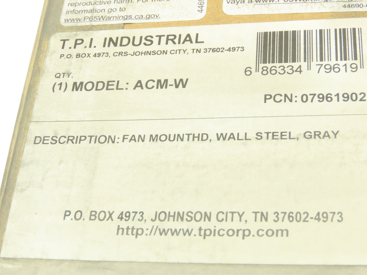 TPI ACM-W Uline H-1421M Wall Mount Bracket Kit Fan Head Compatible Lot of 2