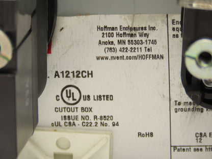 Hoffman A1212CH Electrical Enclosure J Box Assembly 12x12x6" & Switches/Buttons