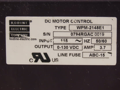 Bodine Electric WPM-2148E1 Speed Control 115V Input 0-130VDC Output 3.7A