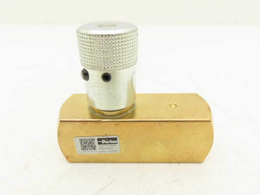 Parker F800B Colorflow Brass Hydraulic Flow Control Valve 1/2" NPT 15GPM 2000PSI