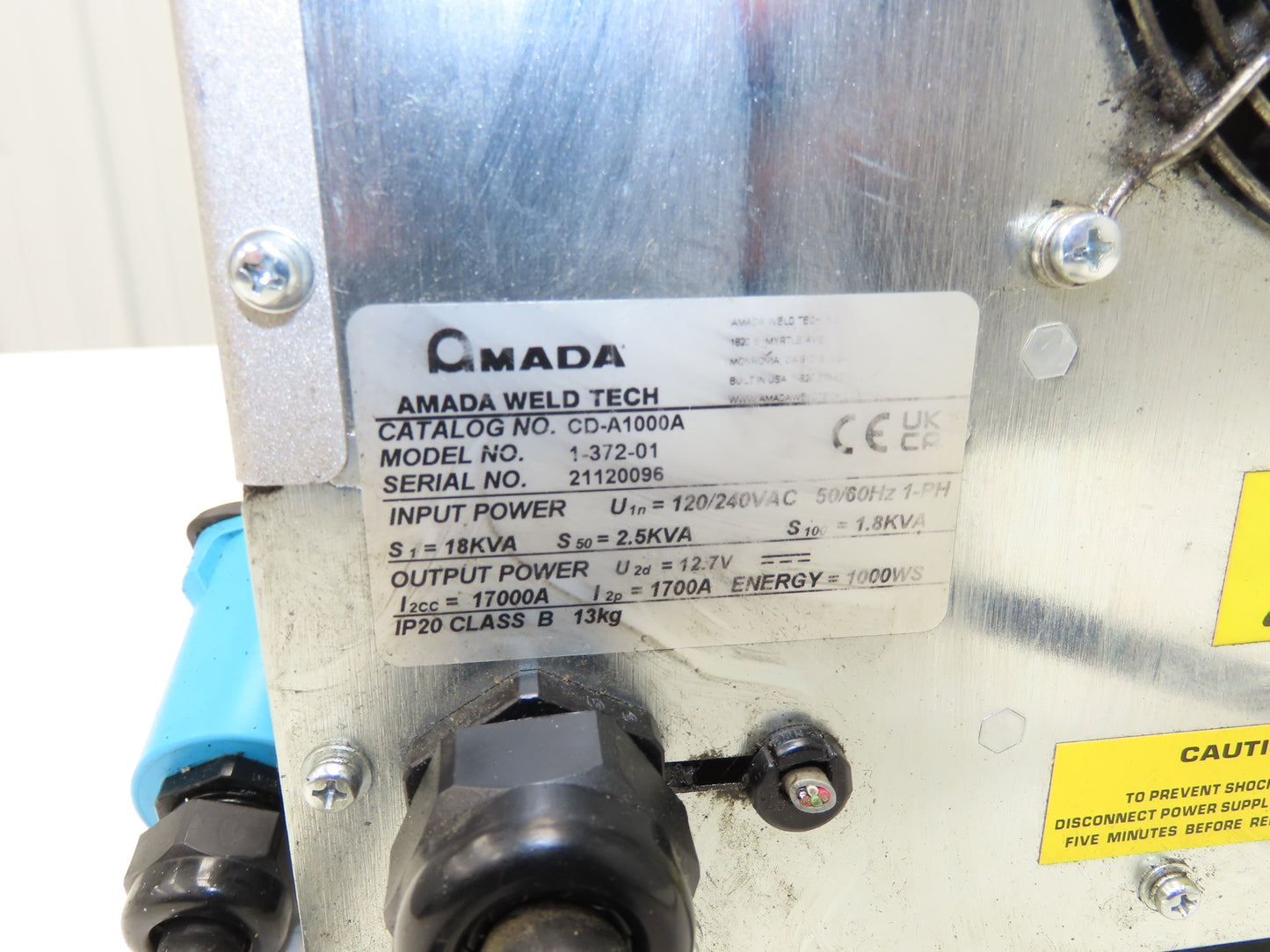 Amada CD-A1000A Advanced Capacitive Discharge Welder Spot Dual Pulse