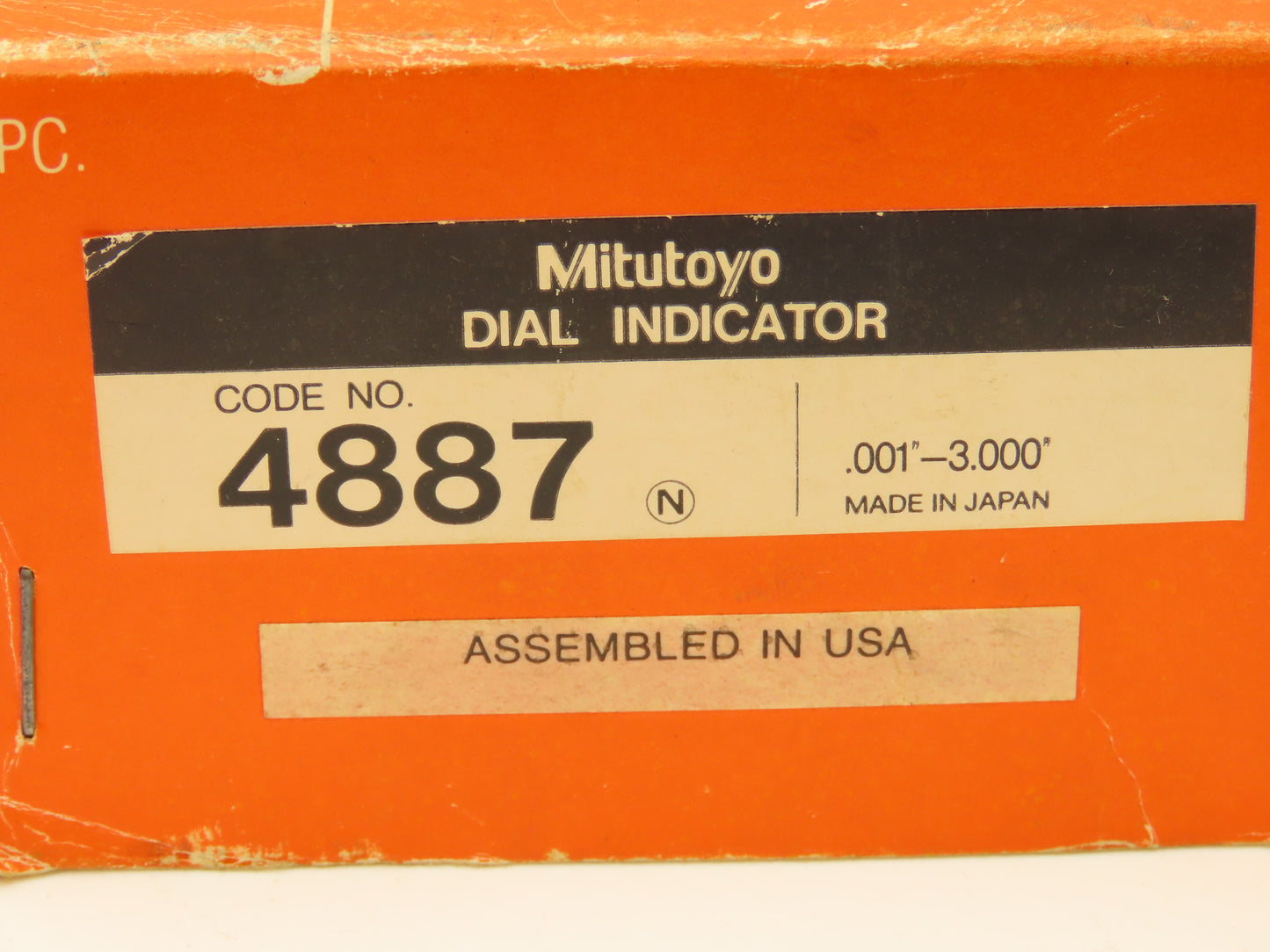 Mitutoyo No 4887 Dial Indicator Caliper Gauge .001"-3.000"   -Needs Repaired-