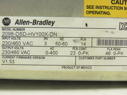Allen Bradley 2098-DSD-HV100X-DN Ultra 3000 Servo Drive 3Ph Series B FW. V1.53